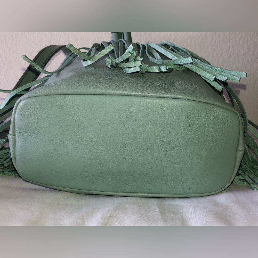 Fossil Fringe Drawstring Crossbody - Sage / Mint Green - Picture 4 of 11